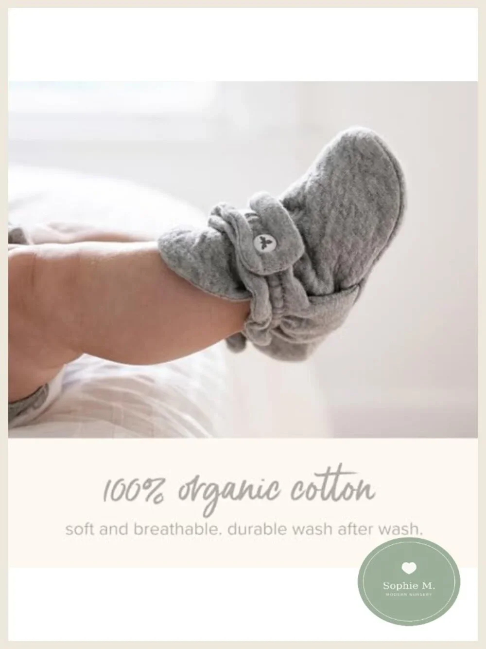 Organic Cotton Baby Booties Adjustable Snap Boots Newborn